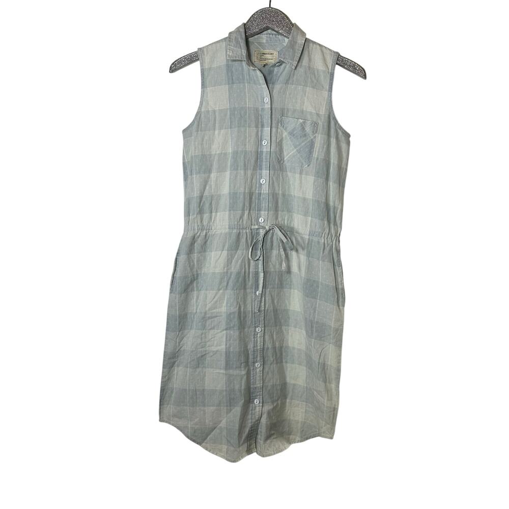 Current/Elliott The Sleeveless Shirt Dress in Bleached Dobby Plaid